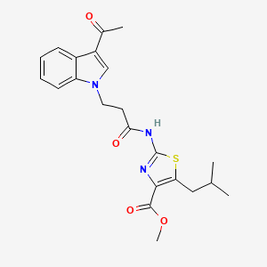 molecular formula C22H25N3O4S B12179213 methyl (2Z)-2-{[3-(3-acetyl-1H-indol-1-yl)propanoyl]imino}-5-(2-methylpropyl)-2,3-dihydro-1,3-thiazole-4-carboxylate 