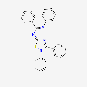 molecular formula C28H22N4S B12179312 N-[(5Z)-2-(4-methylphenyl)-3-phenyl-1,2,4-thiadiazol-5(2H)-ylidene]-N'-phenylbenzenecarboximidamide 
