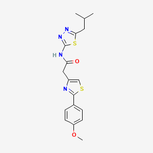 molecular formula C18H20N4O2S2 B12179441 2-[2-(4-methoxyphenyl)-1,3-thiazol-4-yl]-N-[(2E)-5-(2-methylpropyl)-1,3,4-thiadiazol-2(3H)-ylidene]acetamide 
