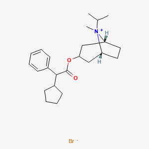 molecular formula C24H36BrNO2 B1217952 8-Azoniabicyclo[3.2.1]octane,3-[(cyclopentylphenylacetyl)oxy]-8-methyl-8-(1-methylethyl)-, bromide,(3-endo,8-syn)-(9CI) 