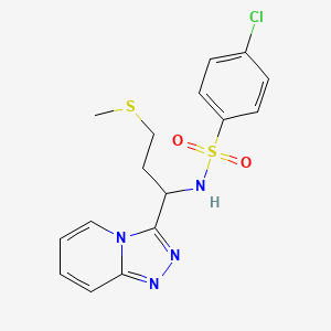 molecular formula C16H17ClN4O2S2 B12179587 4-chloro-N-[3-(methylsulfanyl)-1-([1,2,4]triazolo[4,3-a]pyridin-3-yl)propyl]benzenesulfonamide 