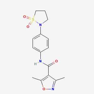molecular formula C15H17N3O4S B12179674 N-[4-(1,1-dioxido-1,2-thiazolidin-2-yl)phenyl]-3,5-dimethyl-1,2-oxazole-4-carboxamide 