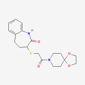 molecular formula C19H24N2O4S B12179679 1-(1,4-dioxa-8-azaspiro[4.5]dec-8-yl)-2-[(2-hydroxy-4,5-dihydro-3H-1-benzazepin-3-yl)sulfanyl]ethanone 