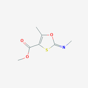 molecular formula C7H9NO3S B121797 1,3-Oxathiole-4-carboxylicacid,5-methyl-2-(methylimino)-,methylester(9CI) CAS No. 145627-50-5