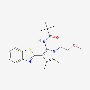 molecular formula C21H27N3O2S B12179759 N-[3-(1,3-benzothiazol-2-yl)-1-(2-methoxyethyl)-4,5-dimethyl-1H-pyrrol-2-yl]-2,2-dimethylpropanamide 
