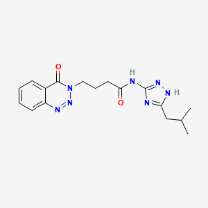 molecular formula C17H21N7O2 B12179916 N-[3-(2-methylpropyl)-1H-1,2,4-triazol-5-yl]-4-(4-oxo-1,2,3-benzotriazin-3(4H)-yl)butanamide 