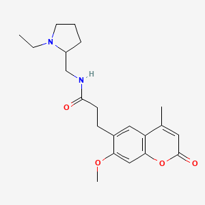 molecular formula C21H28N2O4 B12179926 N-[(1-ethylpyrrolidin-2-yl)methyl]-3-(7-methoxy-4-methyl-2-oxo-2H-chromen-6-yl)propanamide 