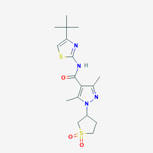 molecular formula C17H24N4O3S2 B12179950 N-(4-(tert-butyl)thiazol-2-yl)-1-(1,1-dioxidotetrahydrothiophen-3-yl)-3,5-dimethyl-1H-pyrazole-4-carboxamide 