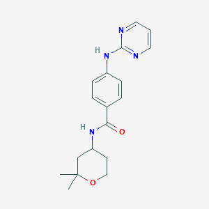 molecular formula C18H22N4O2 B12179966 N-(2,2-dimethyltetrahydro-2H-pyran-4-yl)-4-(pyrimidin-2-ylamino)benzamide 
