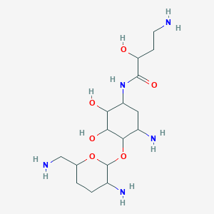 4-amino-N-[5-amino-4-[3-amino-6-(aminomethyl)oxan-2-yl]oxy-2,3-dihydroxycyclohexyl]-2-hydroxybutanamide