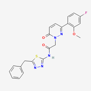 molecular formula C22H18FN5O3S B12180056 N-[(2E)-5-benzyl-1,3,4-thiadiazol-2(3H)-ylidene]-2-[3-(4-fluoro-2-methoxyphenyl)-6-oxopyridazin-1(6H)-yl]acetamide 