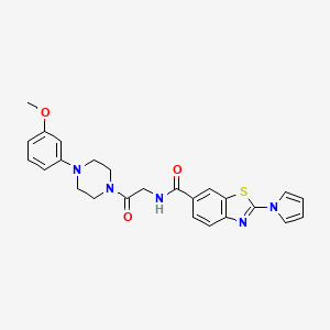 molecular formula C25H25N5O3S B12180108 N-{2-[4-(3-methoxyphenyl)piperazin-1-yl]-2-oxoethyl}-2-(1H-pyrrol-1-yl)-1,3-benzothiazole-6-carboxamide 