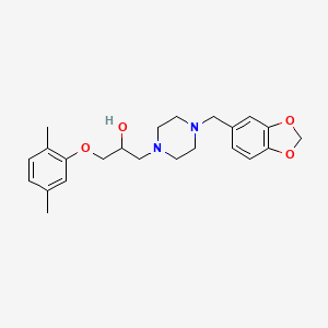 molecular formula C23H30N2O4 B12180129 1-[4-(1,3-Benzodioxol-5-ylmethyl)piperazin-1-yl]-3-(2,5-dimethylphenoxy)propan-2-ol 