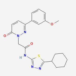 molecular formula C21H23N5O3S B12180163 N-[(2E)-5-cyclohexyl-1,3,4-thiadiazol-2(3H)-ylidene]-2-[3-(3-methoxyphenyl)-6-oxopyridazin-1(6H)-yl]acetamide 