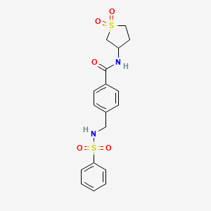 molecular formula C18H20N2O5S2 B12180215 N-(1,1-dioxidotetrahydrothiophen-3-yl)-4-{[(phenylsulfonyl)amino]methyl}benzamide 