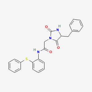 molecular formula C24H21N3O3S B12180237 2-(4-benzyl-2,5-dioxoimidazolidin-1-yl)-N-[2-(phenylsulfanyl)phenyl]acetamide 
