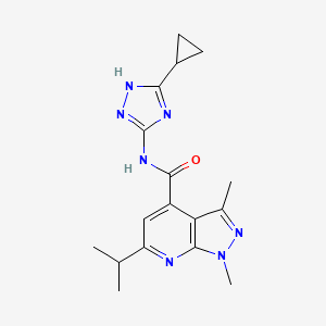 molecular formula C17H21N7O B12180254 N-(3-cyclopropyl-1H-1,2,4-triazol-5-yl)-1,3-dimethyl-6-(propan-2-yl)-1H-pyrazolo[3,4-b]pyridine-4-carboxamide 