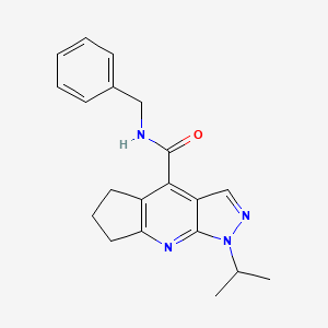 molecular formula C20H22N4O B12180268 N-benzyl-1-(propan-2-yl)-1,5,6,7-tetrahydrocyclopenta[b]pyrazolo[4,3-e]pyridine-4-carboxamide 