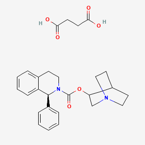 molecular formula C27H32N2O6 B1218030 1-Azabicyclo[2.2.2]octan-3-yl (1S)-1-phenyl-3,4-dihydro-1H-isoquinoline-2-carboxylate;butanedioic acid 