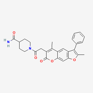 molecular formula C27H26N2O5 B12180398 1-[(2,5-dimethyl-7-oxo-3-phenyl-7H-furo[3,2-g]chromen-6-yl)acetyl]piperidine-4-carboxamide 
