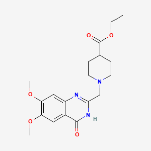 molecular formula C19H25N3O5 B12180409 Ethyl 1-[(6,7-dimethoxy-4-oxo-3,4-dihydroquinazolin-2-yl)methyl]piperidine-4-carboxylate 