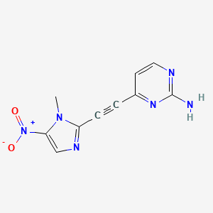 molecular formula C10H8N6O2 B1218042 2-Pyrimidinamine, 4-((1-methyl-5-nitro-1H-imidazol-2-yl)ethynyl)- CAS No. 53347-38-9