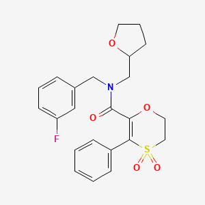 molecular formula C23H24FNO5S B12180471 N-(3-fluorobenzyl)-3-phenyl-N-(tetrahydrofuran-2-ylmethyl)-5,6-dihydro-1,4-oxathiine-2-carboxamide 4,4-dioxide 