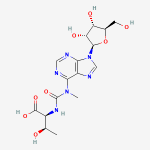 molecular formula C16H22N6O8 B1218048 (2S,3R)-2-[[[9-[(2R,3R,4S,5R)-3,4-dihydroxy-5-(hydroxymethyl)oxolan-2-yl]purin-6-yl]-methylcarbamoyl]amino]-3-hydroxybutanoic acid CAS No. 39667-81-7