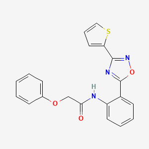 molecular formula C20H15N3O3S B12180491 2-phenoxy-N-{2-[3-(thiophen-2-yl)-1,2,4-oxadiazol-5-yl]phenyl}acetamide 