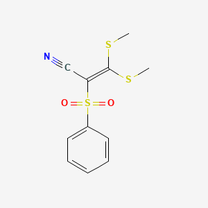molecular formula C11H11NO2S3 B1218052 2-(Benzenesulfonyl)-3,3-bis(methylsulfanyl)prop-2-enenitrile CAS No. 58092-40-3