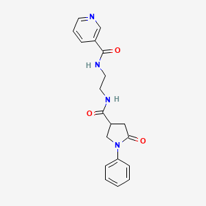 molecular formula C19H20N4O3 B12180641 N-(2-{[(5-oxo-1-phenylpyrrolidin-3-yl)carbonyl]amino}ethyl)pyridine-3-carboxamide 