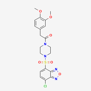 molecular formula C20H21ClN4O6S B12180665 1-{4-[(7-Chloro-2,1,3-benzoxadiazol-4-yl)sulfonyl]piperazin-1-yl}-2-(3,4-dimethoxyphenyl)ethanone 