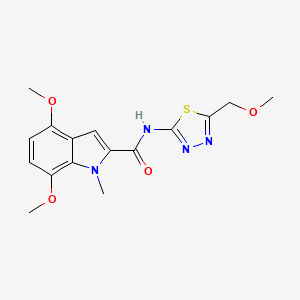 molecular formula C16H18N4O4S B12180697 4,7-dimethoxy-N-(5-(methoxymethyl)-1,3,4-thiadiazol-2-yl)-1-methyl-1H-indole-2-carboxamide 