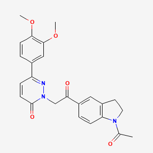 molecular formula C24H23N3O5 B12180753 2-[2-(1-acetyl-2,3-dihydro-1H-indol-5-yl)-2-oxoethyl]-6-(3,4-dimethoxyphenyl)pyridazin-3(2H)-one 