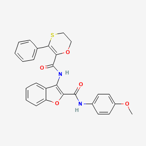molecular formula C27H22N2O5S B12180864 N-(4-methoxyphenyl)-3-{[(3-phenyl-5,6-dihydro-1,4-oxathiin-2-yl)carbonyl]amino}-1-benzofuran-2-carboxamide 