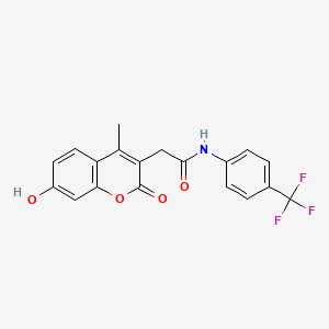 molecular formula C19H14F3NO4 B12180945 2-(7-hydroxy-4-methyl-2-oxo-2H-chromen-3-yl)-N-[4-(trifluoromethyl)phenyl]acetamide 