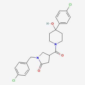 molecular formula C23H24Cl2N2O3 B12180950 1-(4-Chlorobenzyl)-4-{[4-(4-chlorophenyl)-4-hydroxypiperidin-1-yl]carbonyl}pyrrolidin-2-one 