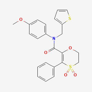 molecular formula C23H21NO5S2 B12180978 N-(4-methoxyphenyl)-3-phenyl-N-(thiophen-2-ylmethyl)-5,6-dihydro-1,4-oxathiine-2-carboxamide 4,4-dioxide 
