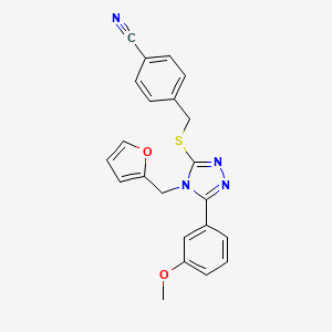 molecular formula C22H18N4O2S B1218098 4-[[[4-(2-Furanylmethyl)-5-(3-methoxyphenyl)-1,2,4-triazol-3-yl]thio]methyl]benzonitrile 