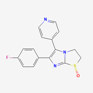 molecular formula C16H12FN3OS B1218101 Imidazo(2,1-b)thiazole, 6-(4-fluorophenyl)-2,3-dihydro-5-(4-pyridinyl)-, 1-oxide CAS No. 72873-77-9