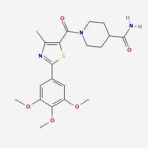 molecular formula C20H25N3O5S B12181035 1-{[4-Methyl-2-(3,4,5-trimethoxyphenyl)-1,3-thiazol-5-yl]carbonyl}piperidine-4-carboxamide 