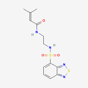 molecular formula C13H16N4O3S2 B12181089 N-{2-[(2,1,3-benzothiadiazol-4-ylsulfonyl)amino]ethyl}-3-methylbut-2-enamide 