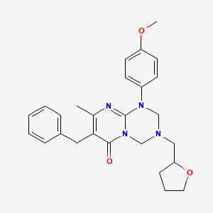 molecular formula C26H30N4O3 B12181125 7-benzyl-1-(4-methoxyphenyl)-8-methyl-3-(tetrahydrofuran-2-ylmethyl)-1,2,3,4-tetrahydro-6H-pyrimido[1,2-a][1,3,5]triazin-6-one 