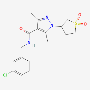 molecular formula C17H20ClN3O3S B12181172 N-(3-chlorobenzyl)-1-(1,1-dioxidotetrahydrothiophen-3-yl)-3,5-dimethyl-1H-pyrazole-4-carboxamide 