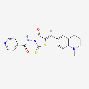 molecular formula C20H18N4O2S2 B12181205 N-{(5Z)-5-[(1-methyl-1,2,3,4-tetrahydroquinolin-6-yl)methylidene]-4-oxo-2-thioxo-1,3-thiazolidin-3-yl}pyridine-4-carboxamide 