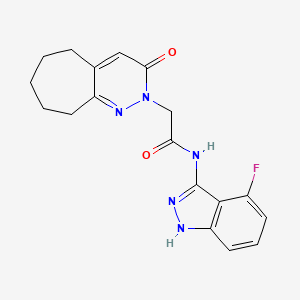molecular formula C18H18FN5O2 B12181213 N-(4-fluoro-2H-indazol-3-yl)-2-(3-oxo-3,5,6,7,8,9-hexahydro-2H-cyclohepta[c]pyridazin-2-yl)acetamide 