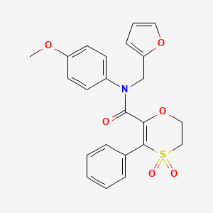 molecular formula C23H21NO6S B12181216 N-(furan-2-ylmethyl)-N-(4-methoxyphenyl)-3-phenyl-5,6-dihydro-1,4-oxathiine-2-carboxamide 4,4-dioxide 