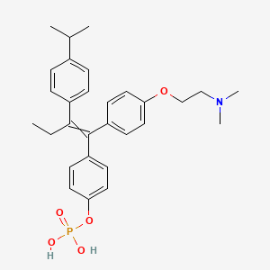 molecular formula C29H36NO5P B1218124 Phenol, 4-[(1E)-1-[4-[2-(dimethylamino)ethoxy]phenyl]-2-[4-(1-methylethyl)phenyl]-1-buten-1-yl]-, 1-(dihydrogen phosphate) 