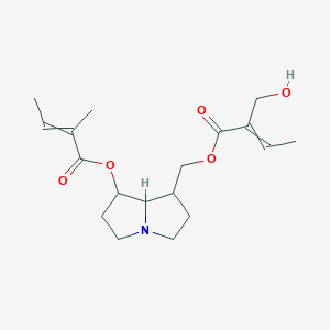 molecular formula C18H27NO5 B1218127 [7-(2-methylbut-2-enoyloxy)-2,3,5,6,7,8-hexahydro-1H-pyrrolizin-1-yl]methyl 2-(hydroxymethyl)but-2-enoate 