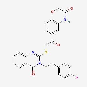 molecular formula C26H20FN3O4S B12181302 6-[2-({3-[2-(4-fluorophenyl)ethyl]-4-oxo-3,4-dihydroquinazolin-2-yl}sulfanyl)acetyl]-3,4-dihydro-2H-1,4-benzoxazin-3-one 